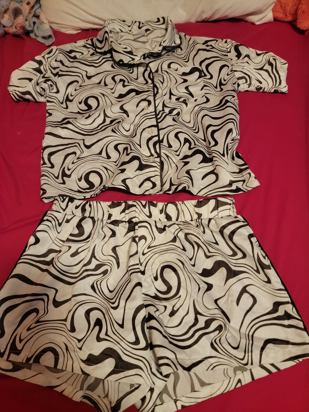 art class Black & White Swirl Short Pajama Set